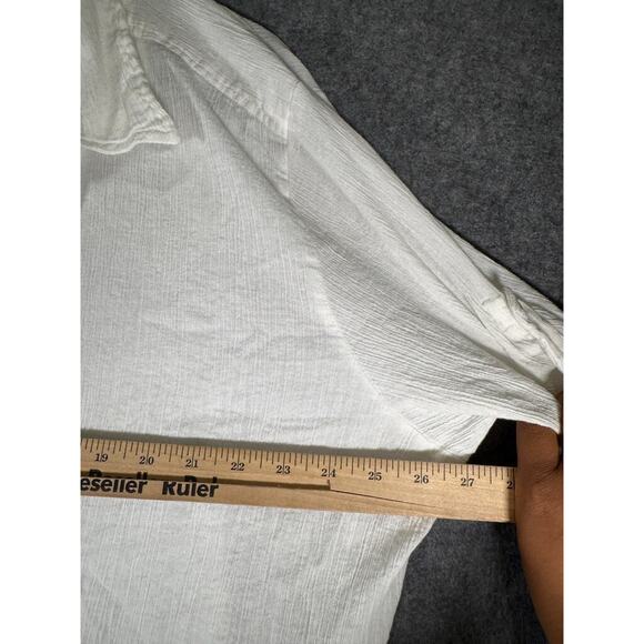 St John Bay Dress Women 3X Roll Sleeve White‎ Guaze Button Front Beachy Coastal - Picture 4 of 8